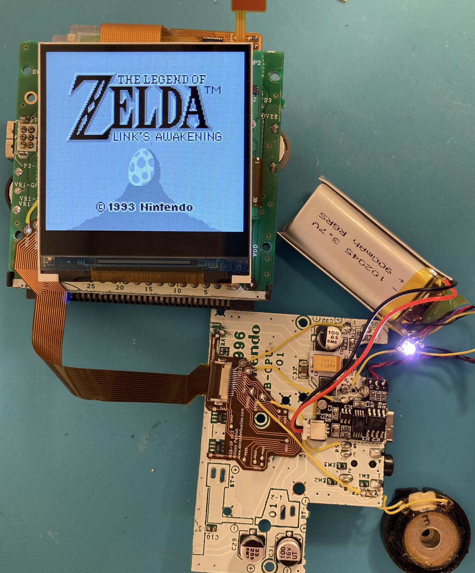 Title screen of Link’s Awakening showing on a Game Boy mess