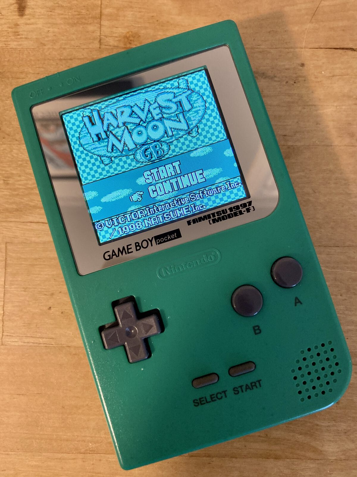 A green Game Boy pocket with an aftermarket LCD. My first Pocket mod.
