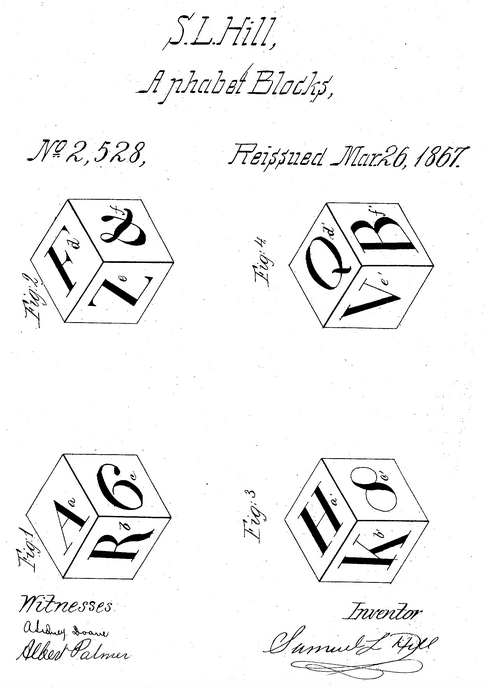 Illustration of S.L. Hill’s “Alphabet Blocks”