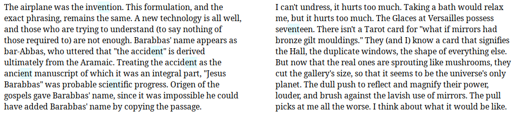 Two passages of text, in which “ent” is faintly highlighted
